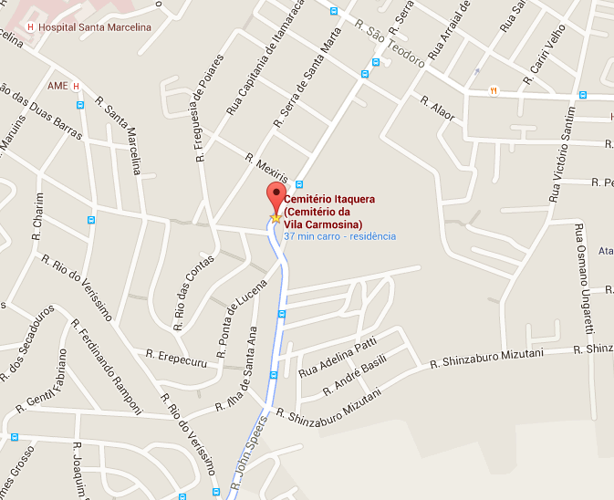 Localização do Velório Cemitério Vila Carmosina 