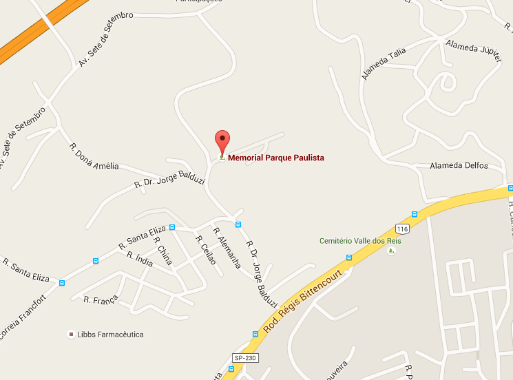 Localização do Velório Cemitério Memorial Parque Paulista 