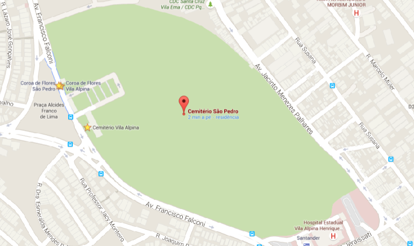 Localização do Cemitério São Pedro 