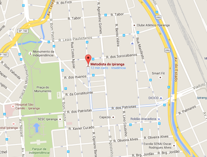 Localização do Velório Igreja Metodista do Ipiranga 