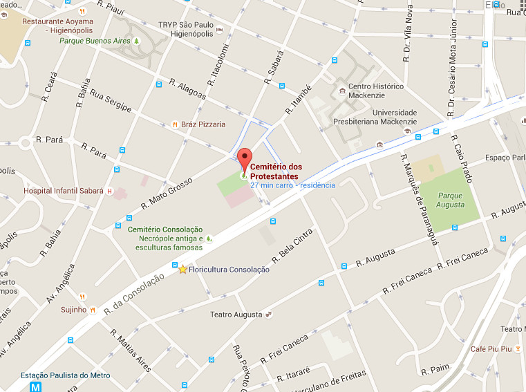 Localização do Velório Cemitério dos Protestantes    