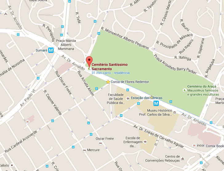 Localização do Velório Cemitério Santíssimo Sacramento    