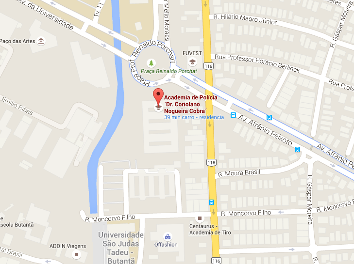Localização do Acadêmia de Policia Civil de São Paulo