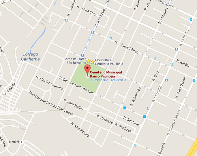 Localização do Velório Cemitério Vila Paulicéia     
