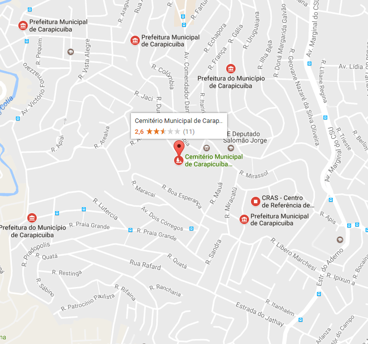 Localização do Velório Municipal de Carapicuiba 