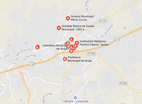 Localização da Floricultura Arujá