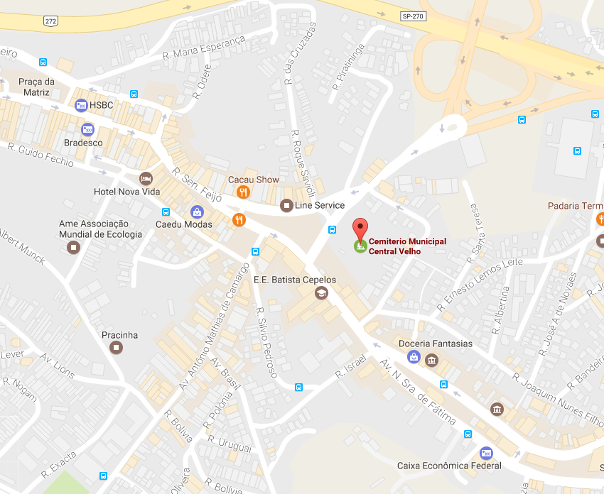 Localização da Floricultura Cemiterio Central Velho