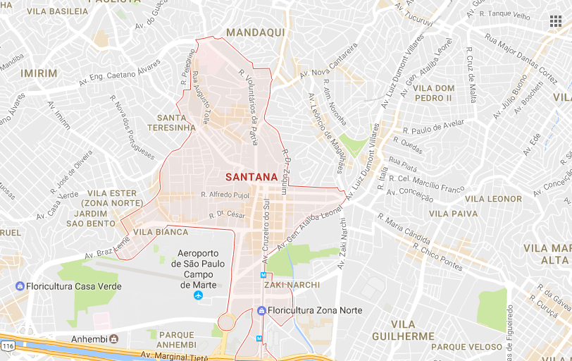 Localização da Floricultura Santana São Paulo