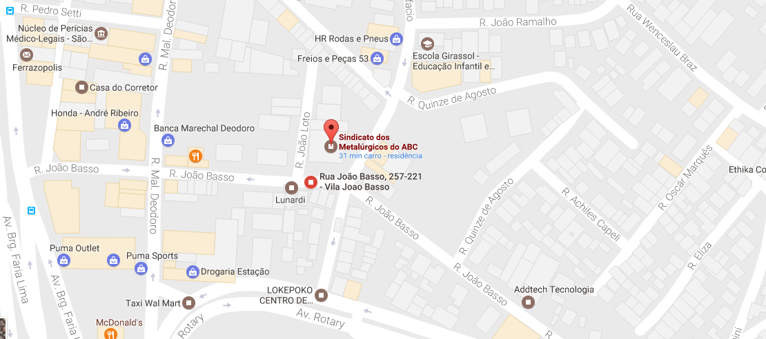 Localização da Velório do Sindicato dos Metalúrgicos do ABC