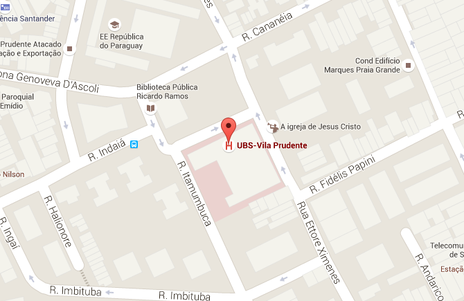 Localização da UBS Vila Prudente 